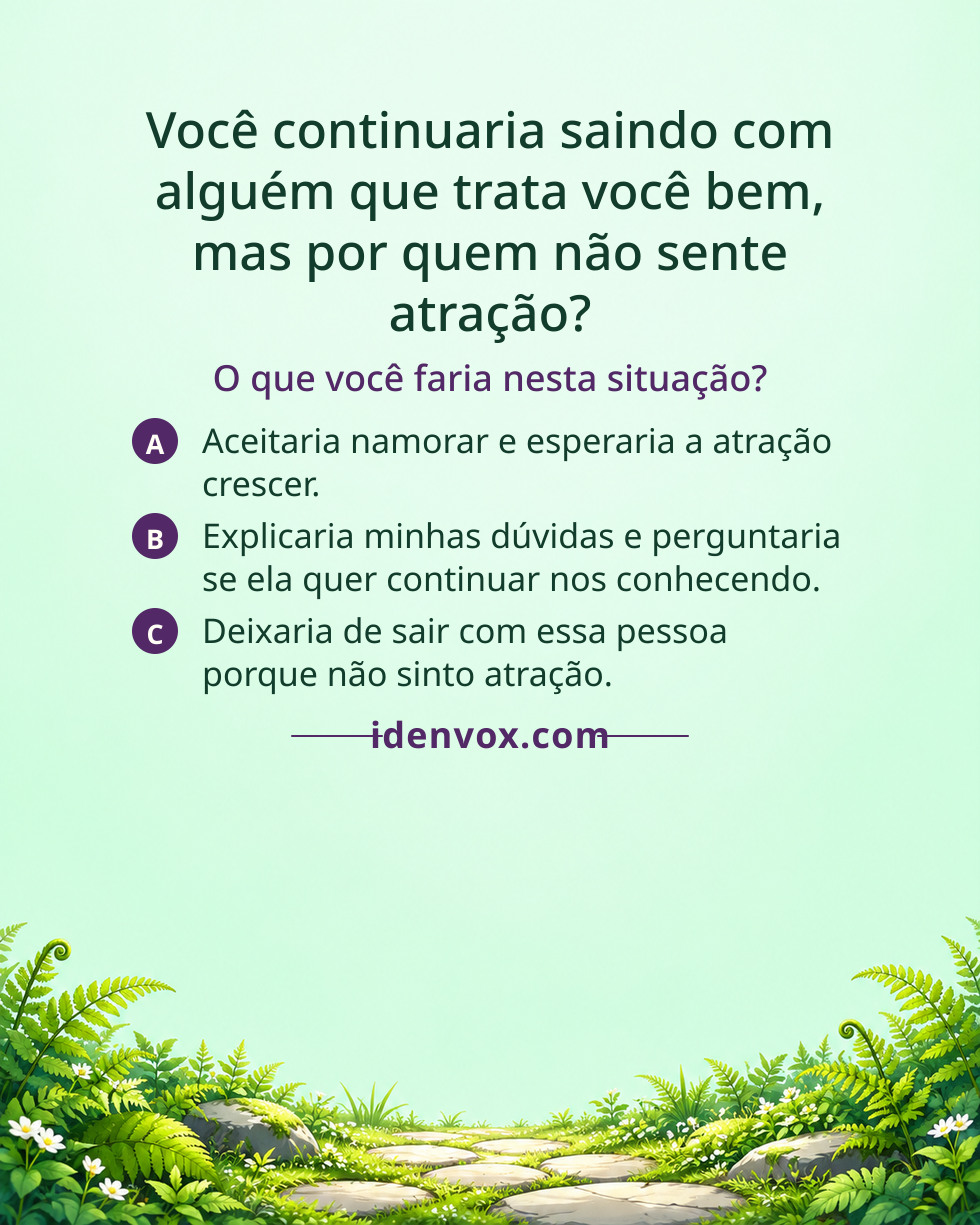 Você continuaria saindo com alguém que trata você bem, mas por quem não sente atração?