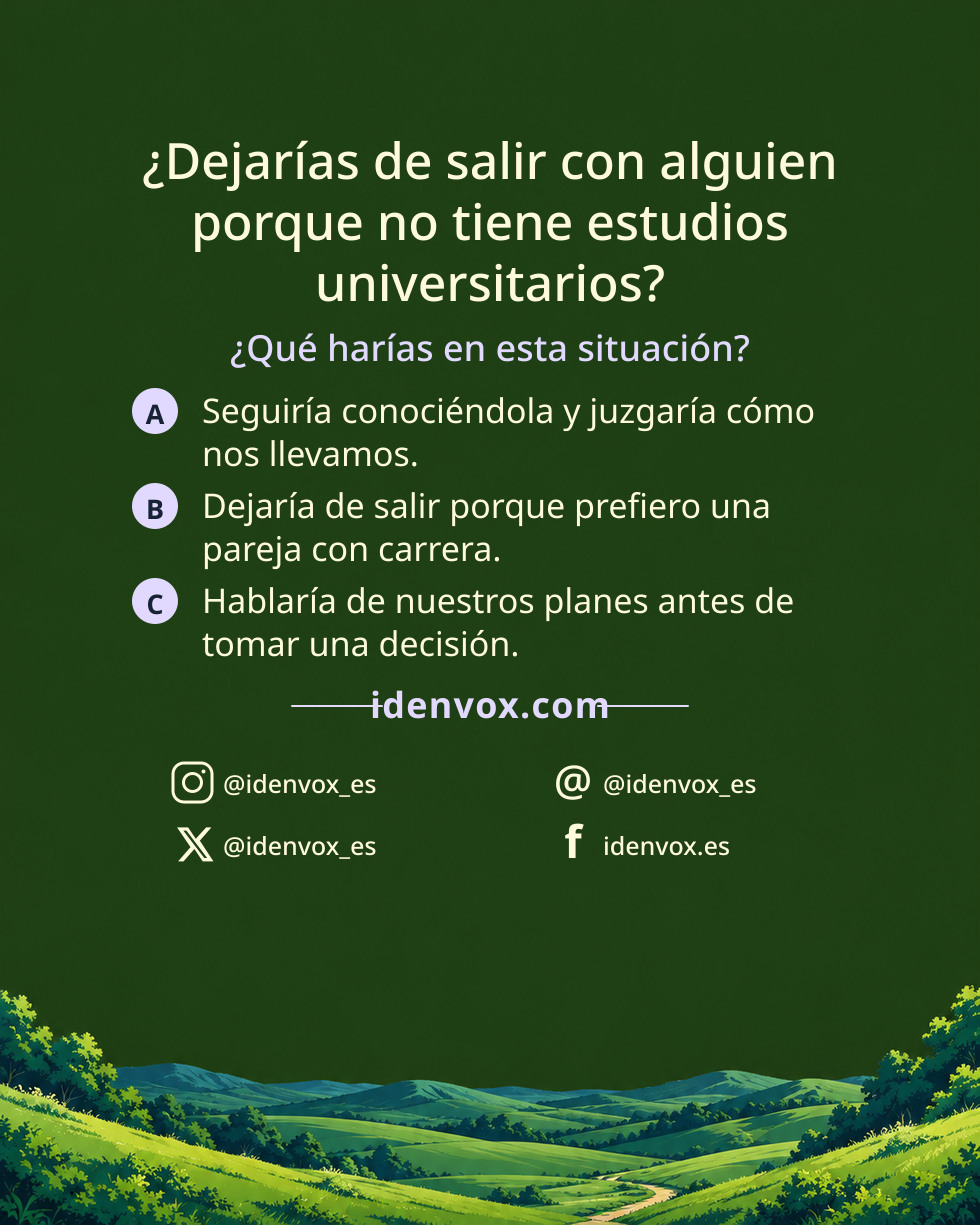 ¿Dejarías de salir con alguien porque no tiene estudios universitarios?