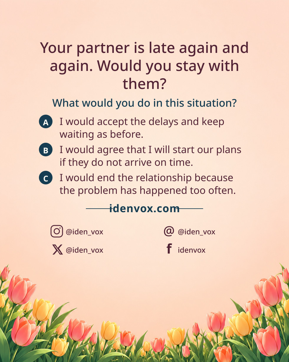 Your partner is late again and again. Would you stay with them?