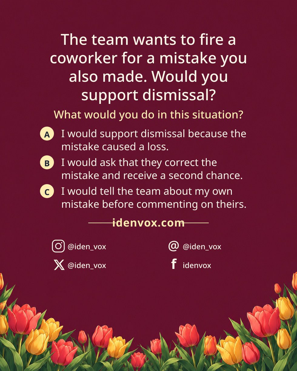 The team wants to fire a coworker for a mistake you also made. Would you support dismissal?