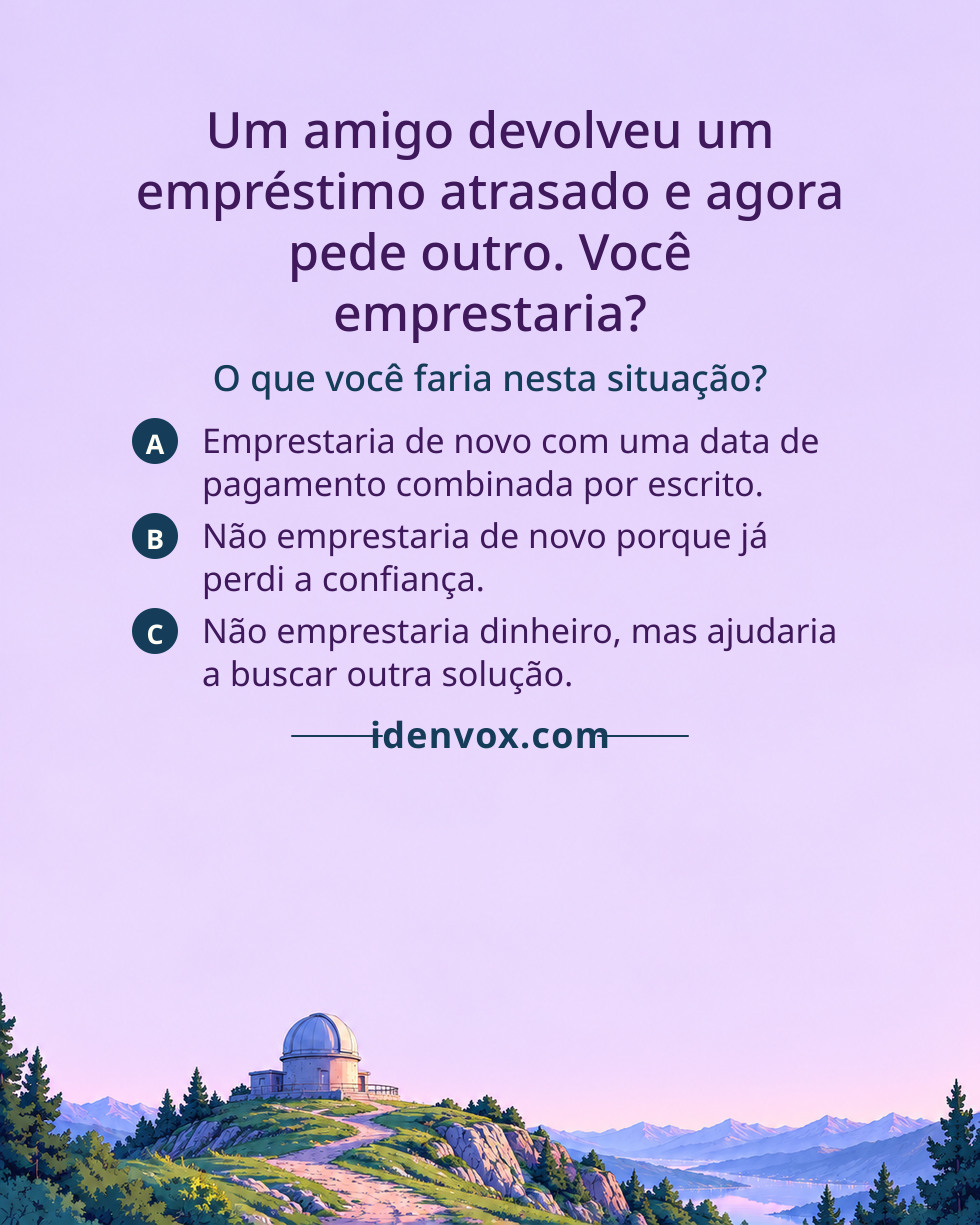 Um amigo devolveu um empréstimo atrasado e agora pede outro. Você emprestaria?