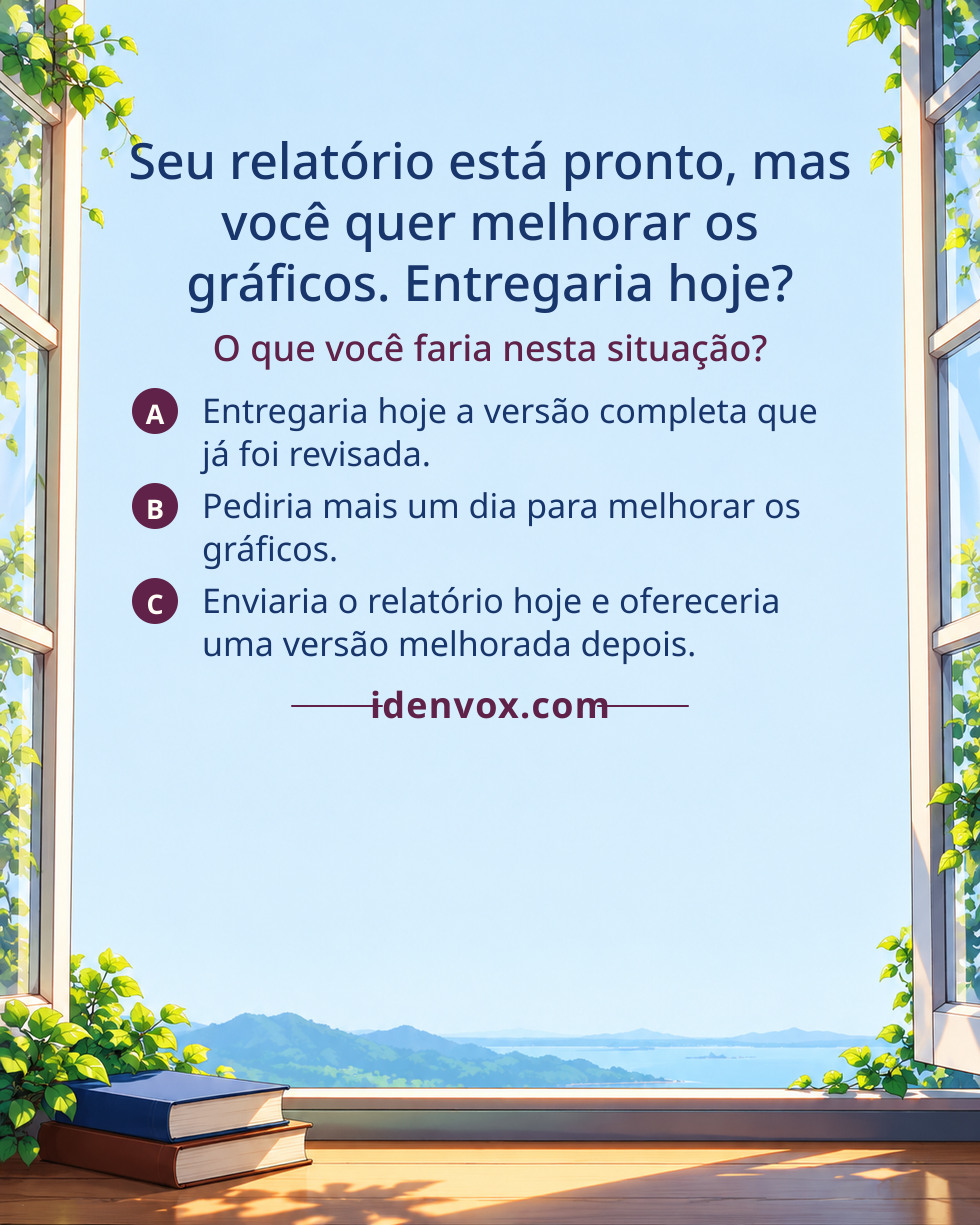 Seu relatório está pronto, mas você quer melhorar os gráficos. Entregaria hoje?