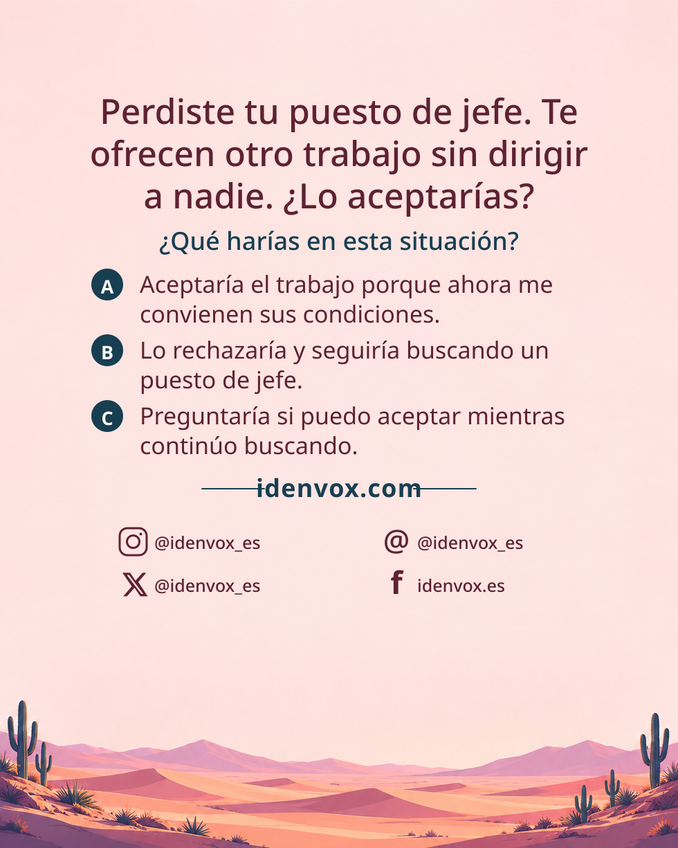 Perdiste tu puesto de jefe. Te ofrecen otro trabajo sin dirigir a nadie. ¿Lo aceptarías?