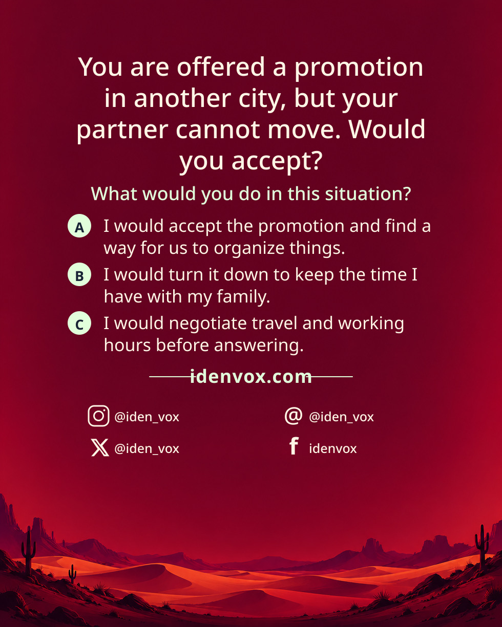 You are offered a promotion in another city, but your partner cannot move. Would you accept?