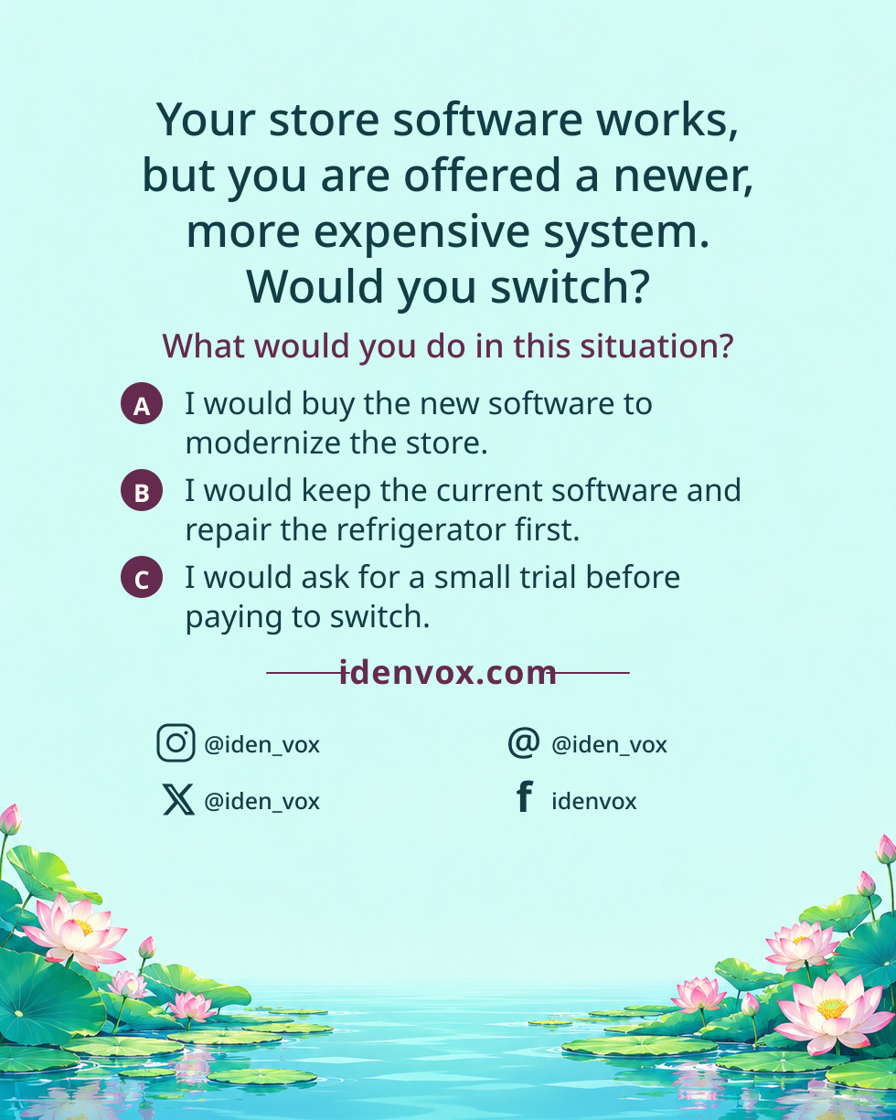 Your store software works, but you are offered a newer, more expensive system. Would you switch?