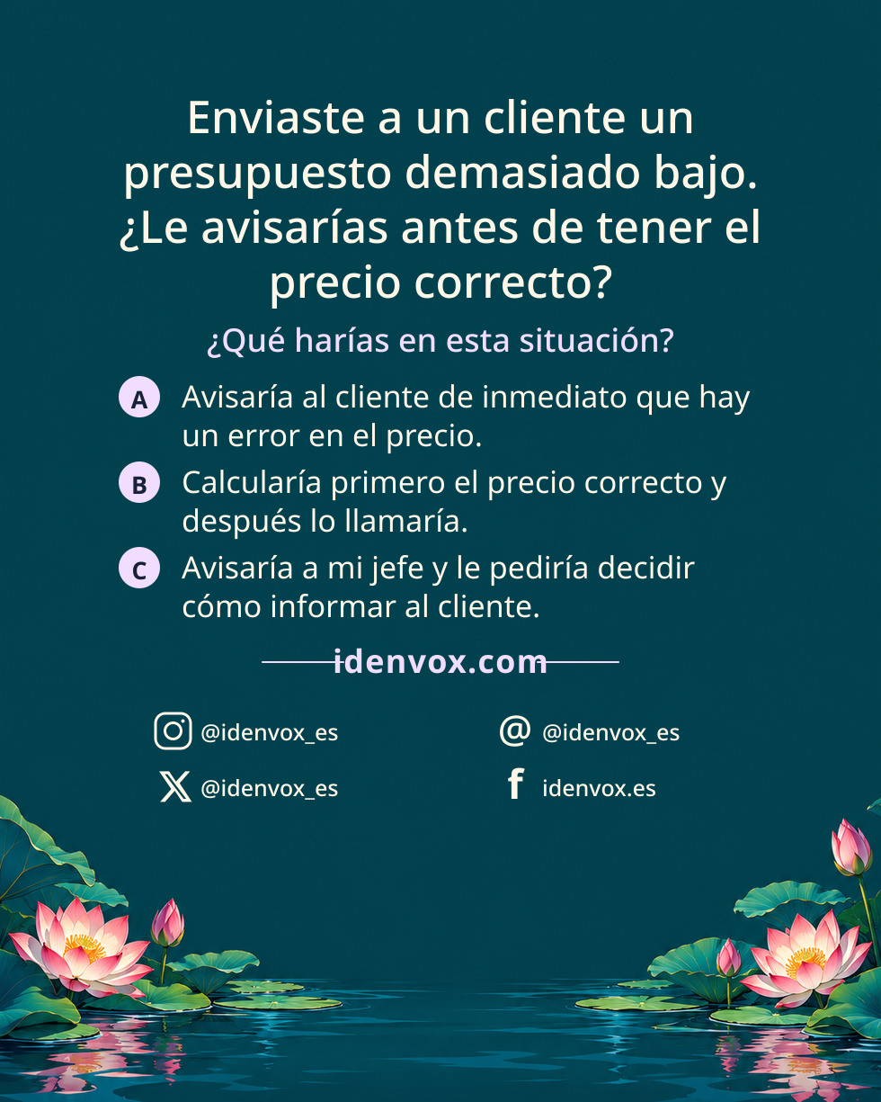 Enviaste a un cliente un presupuesto demasiado bajo. ¿Le avisarías antes de tener el precio correcto?