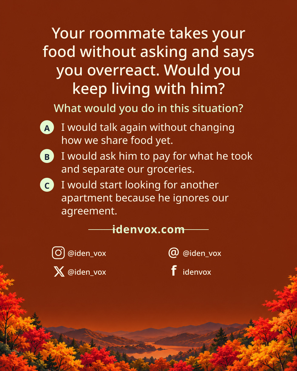 Your roommate takes your food without asking and says you overreact. Would you keep living with him?