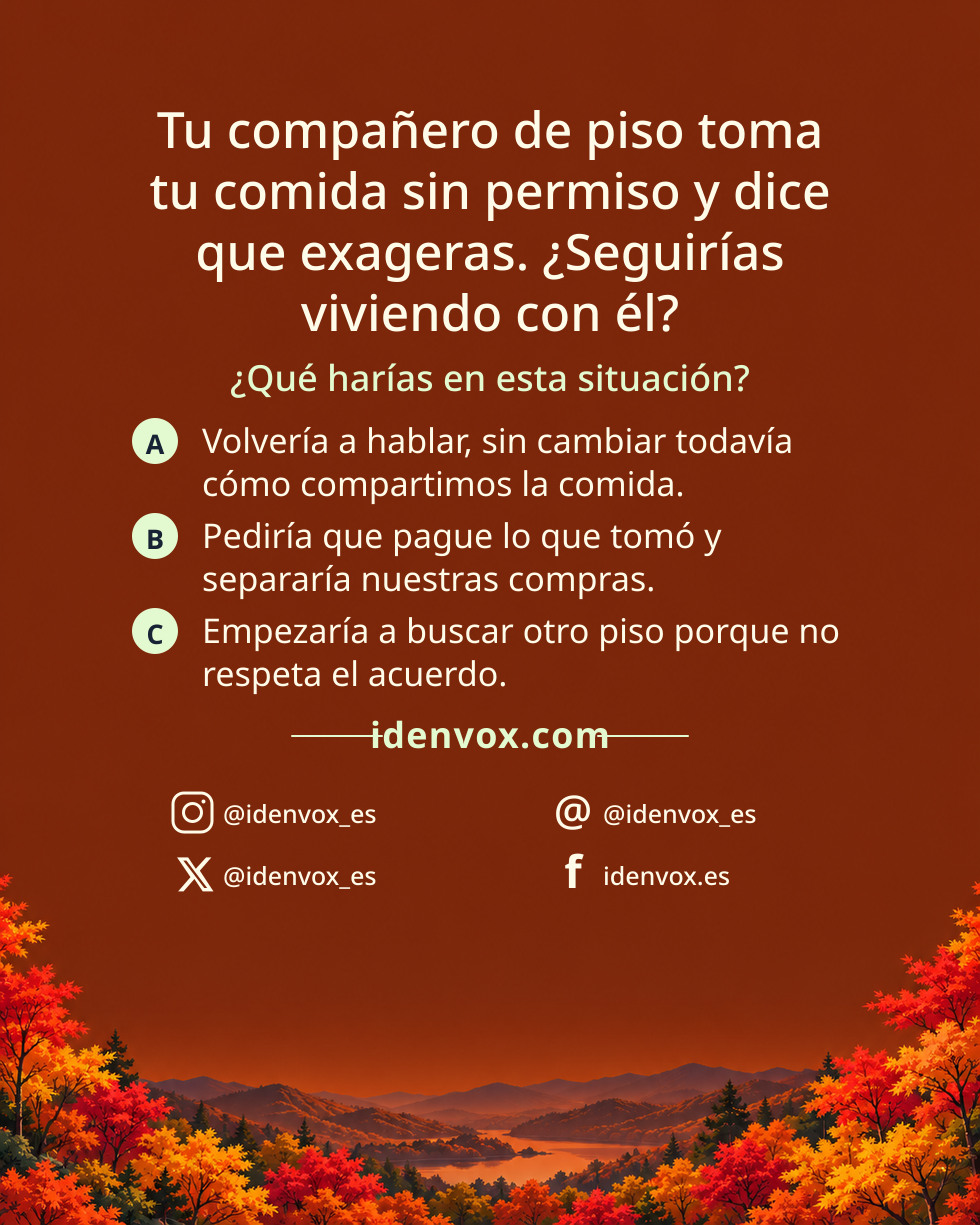Tu compañero de piso toma tu comida sin permiso y dice que exageras. ¿Seguirías viviendo con él?