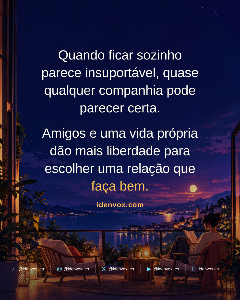 Aprender a ficar sozinho pode ajudar você a escolher melhor quem amar