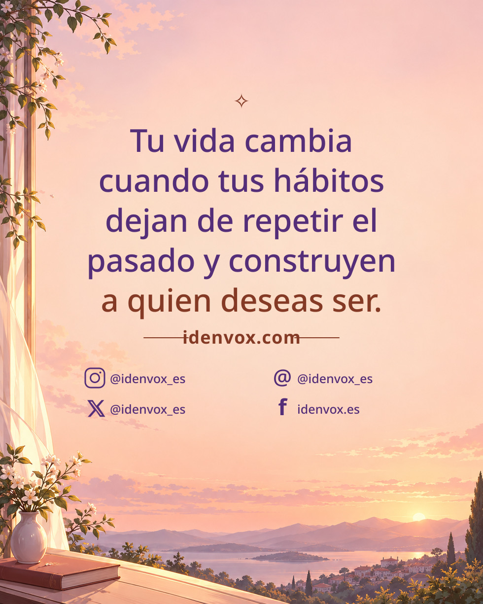 Tu vida cambia cuando tus hábitos dejan de repetir el pasado y construyen a quien deseas ser.