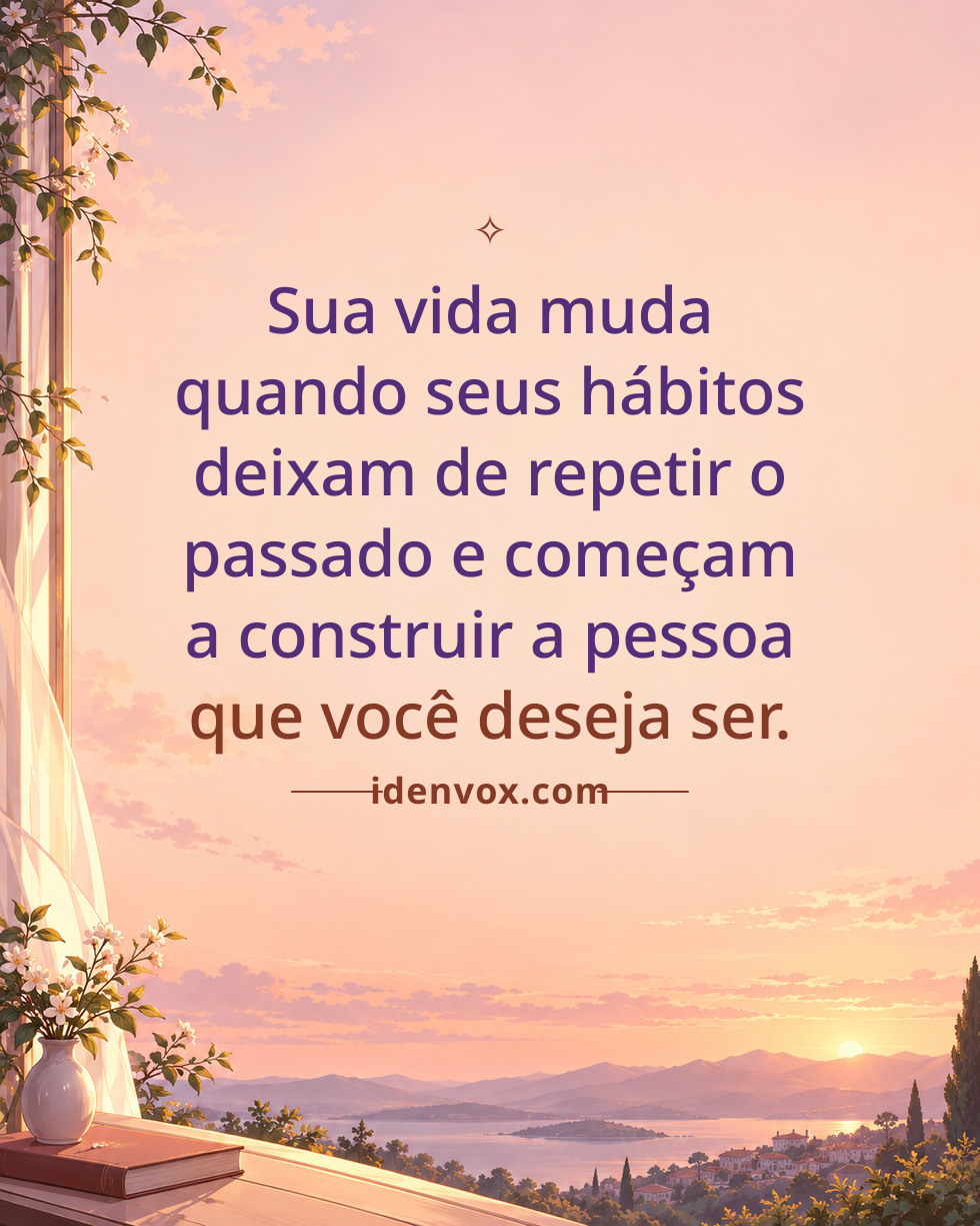 Sua vida muda quando seus hábitos deixam de repetir o passado e começam a construir a pessoa que você deseja ser.
