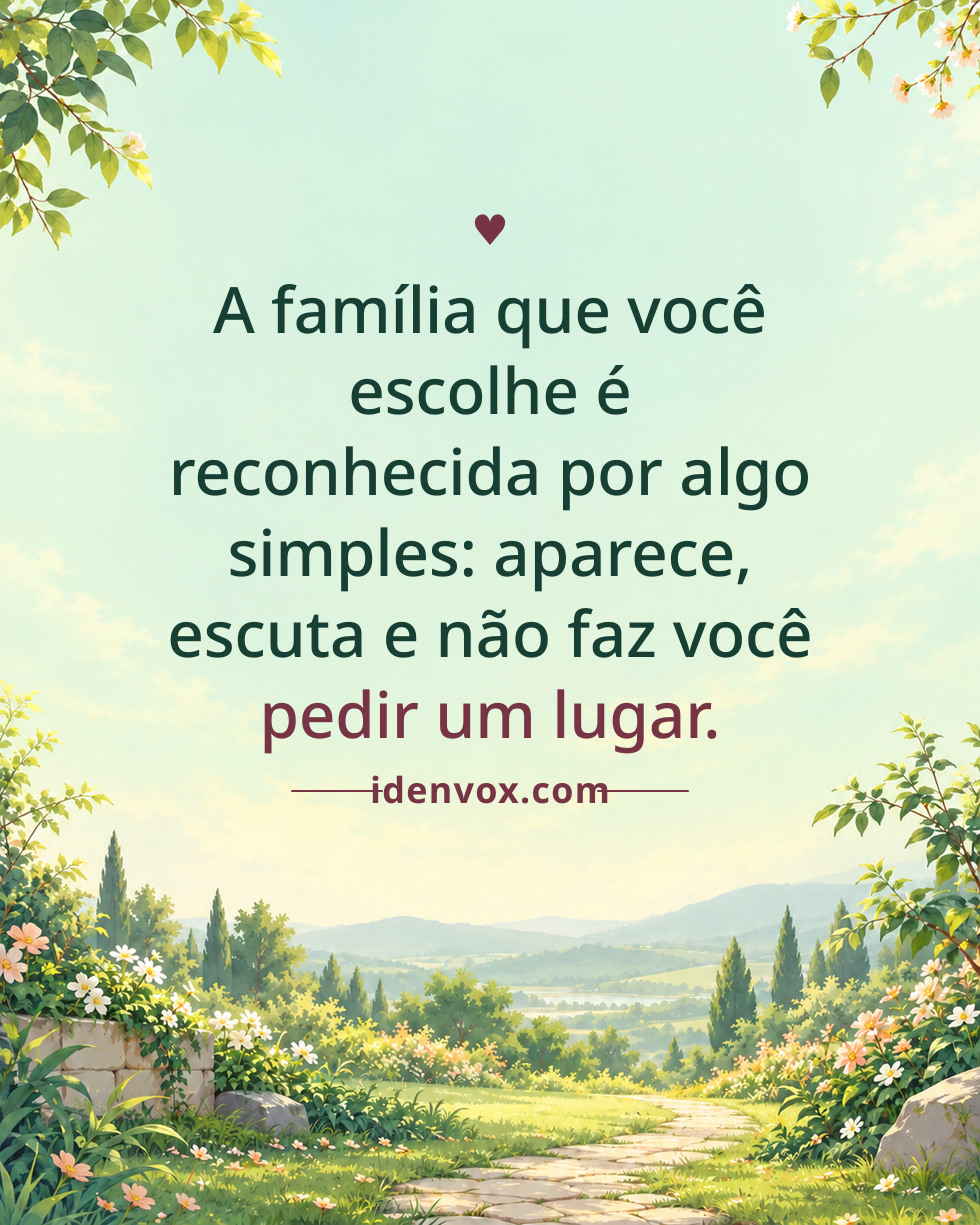 A família que você escolhe é reconhecida por algo simples: aparece, escuta e não faz você pedir um lugar.