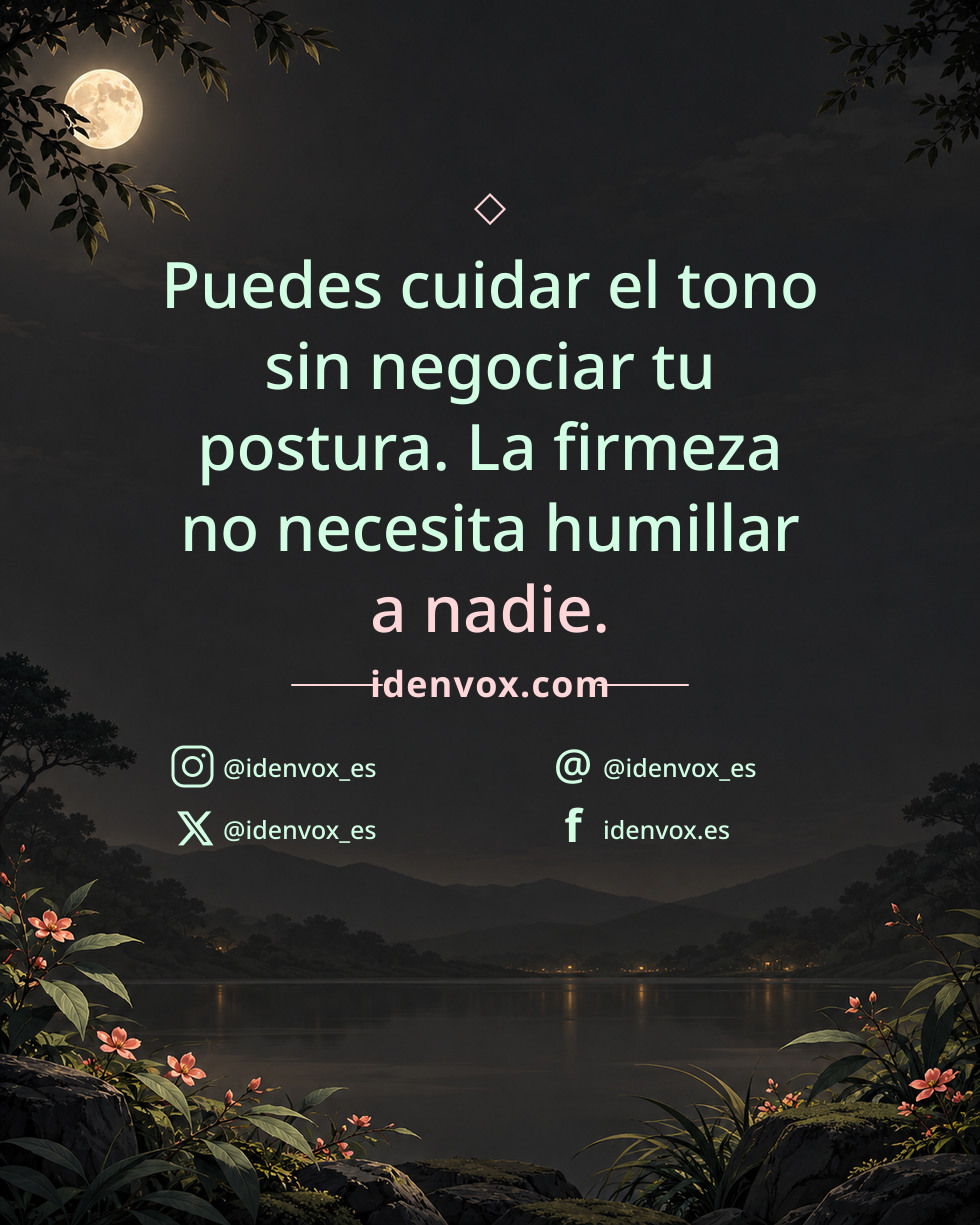 Puedes cuidar el tono sin negociar tu postura. La firmeza no necesita humillar a nadie.