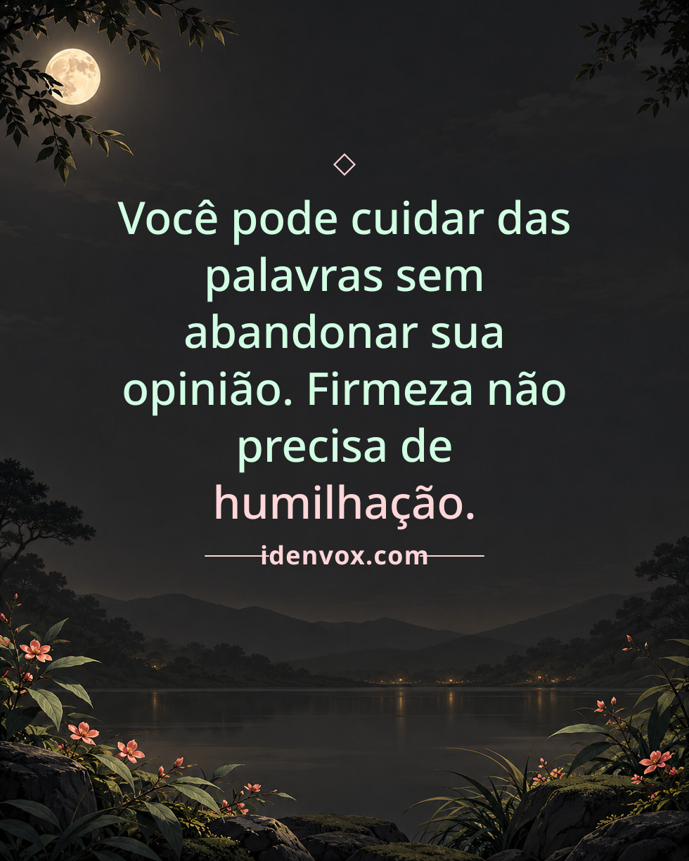 Você pode cuidar das palavras sem abandonar sua opinião. Firmeza não precisa de humilhação.