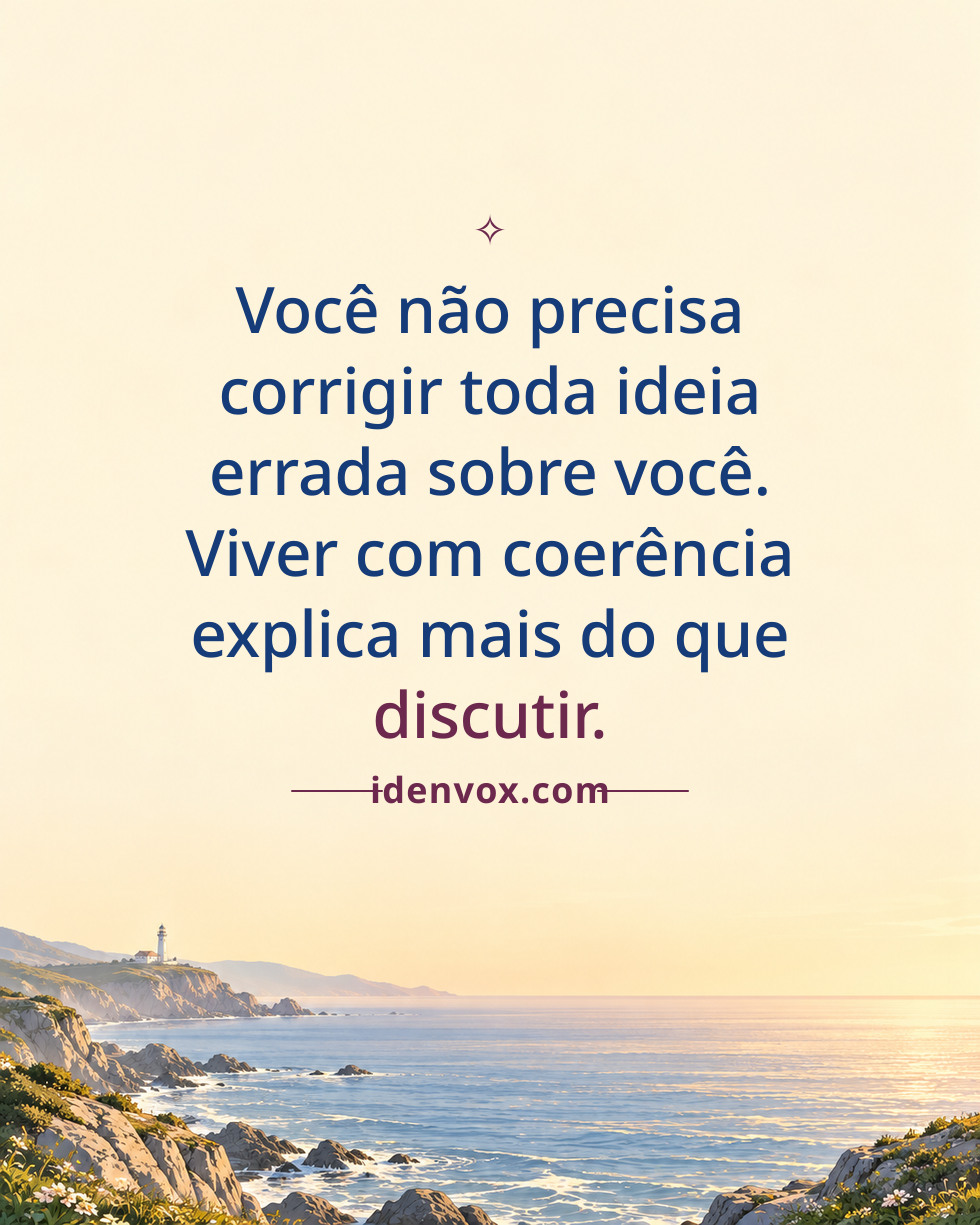 Você não precisa corrigir toda ideia errada sobre você. Viver com coerência explica mais do que discutir.