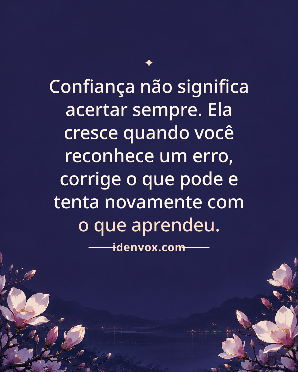Confiança não significa acertar sempre. Ela cresce quando você reconhece um erro, corrige o que pode e tenta novamente com o que aprendeu.
