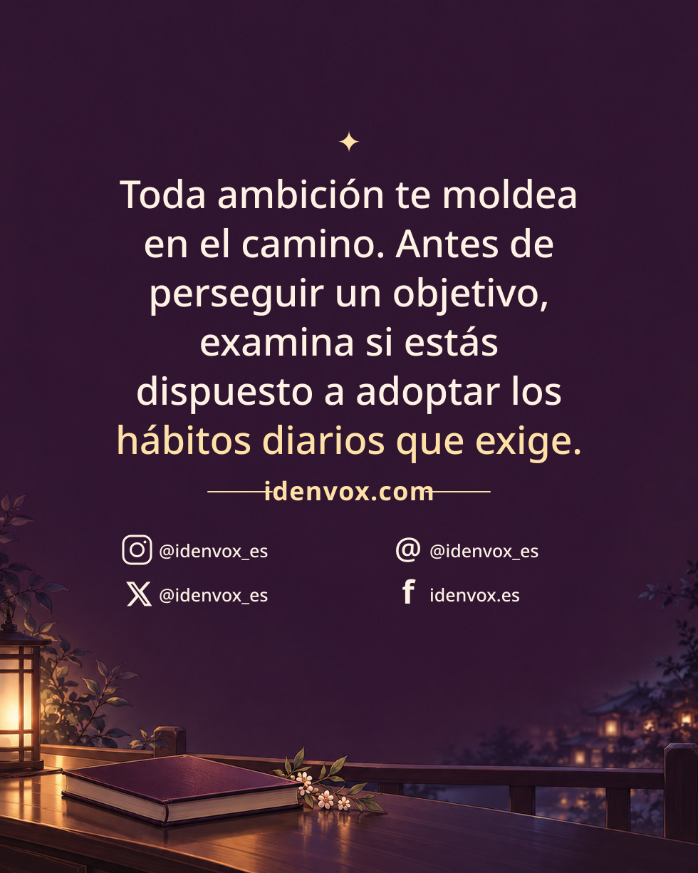 Toda ambición te moldea en el camino. Antes de perseguir un objetivo, examina si estás dispuesto a adoptar los hábitos diarios que exige.