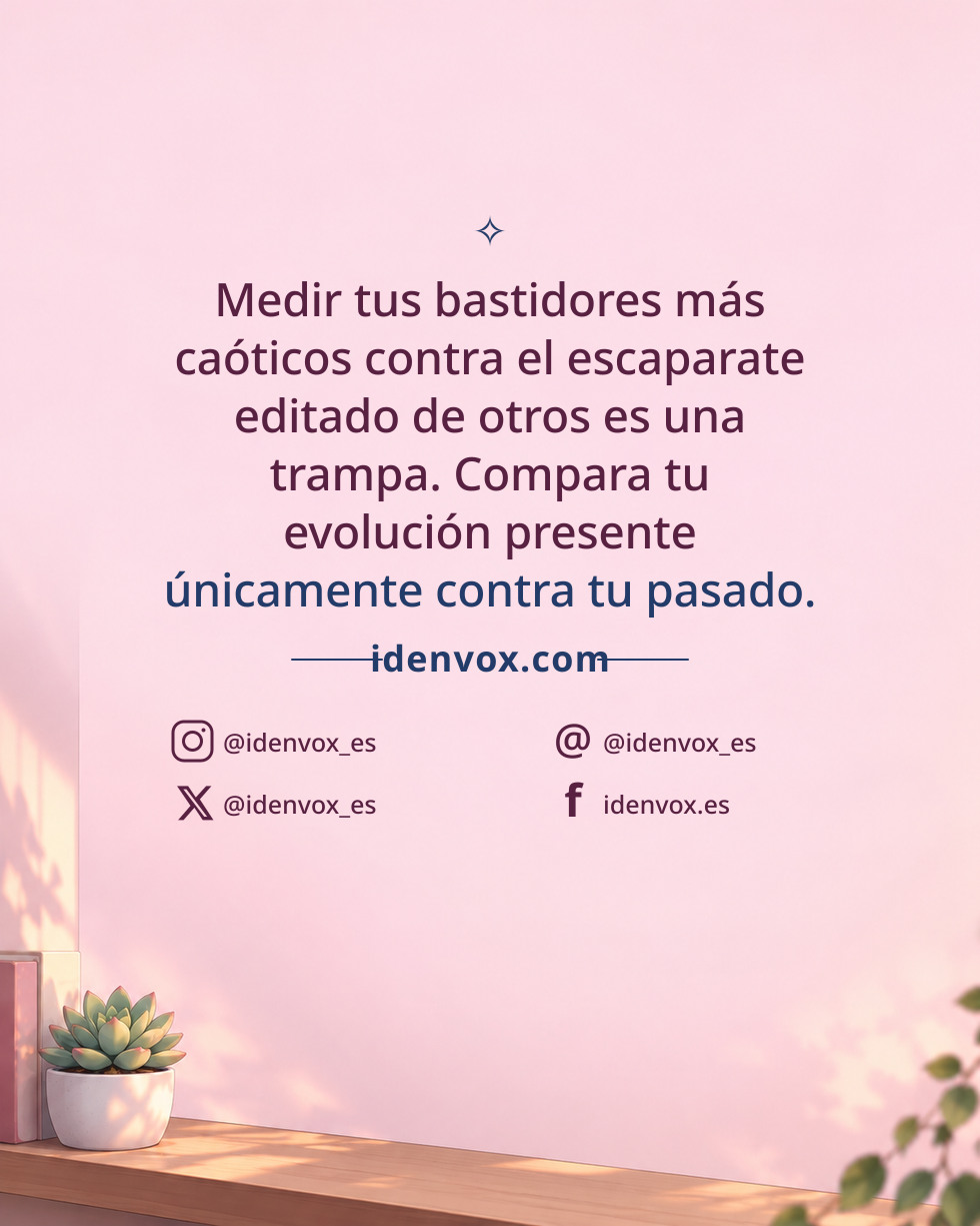 Medir tus bastidores más caóticos contra el escaparate editado de otros es una trampa. Compara tu evolución presente únicamente contra tu pasado.
