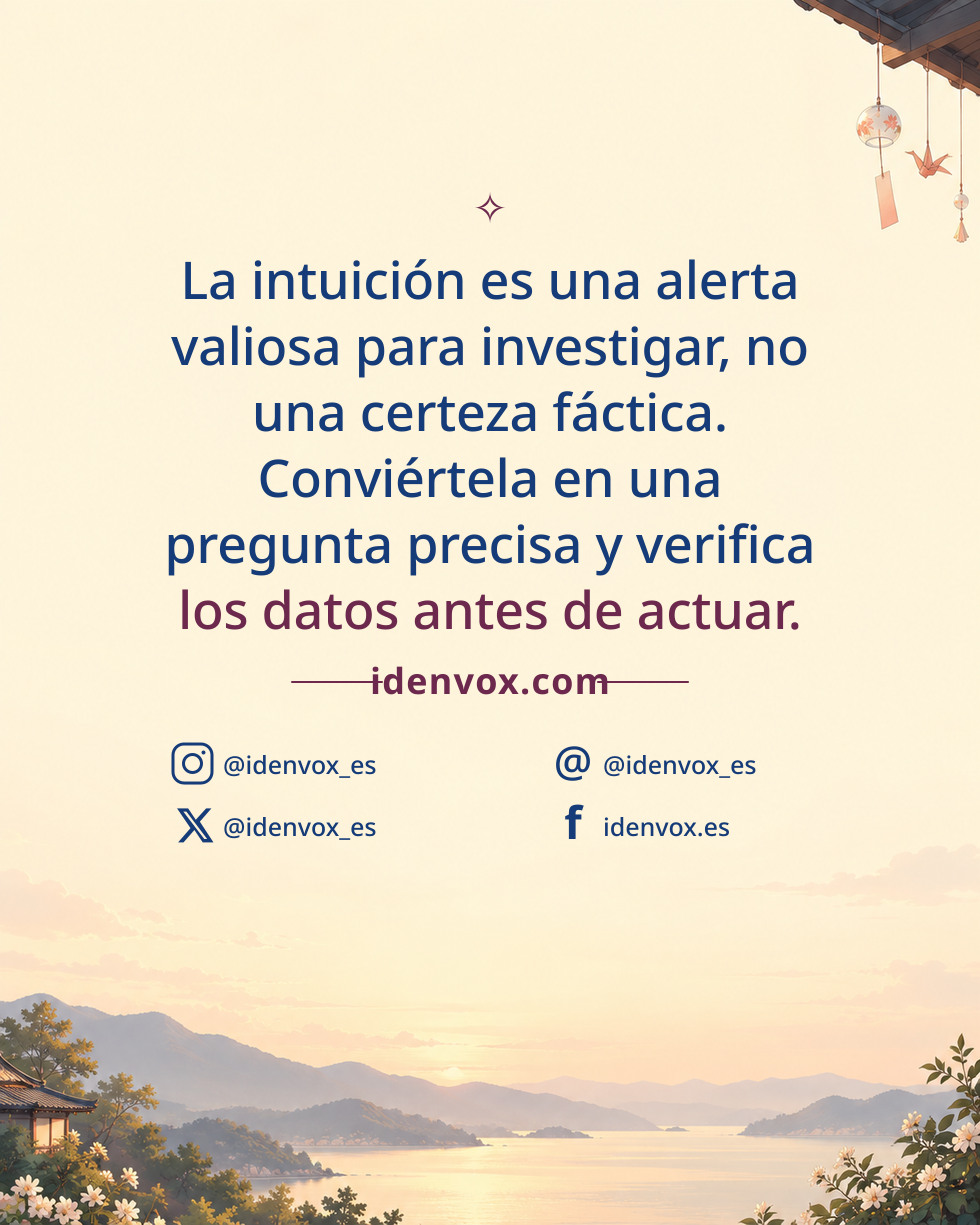 La intuición es una alerta valiosa para investigar, no una certeza fáctica. Conviértela en una pregunta precisa y verifica los datos antes de actuar.