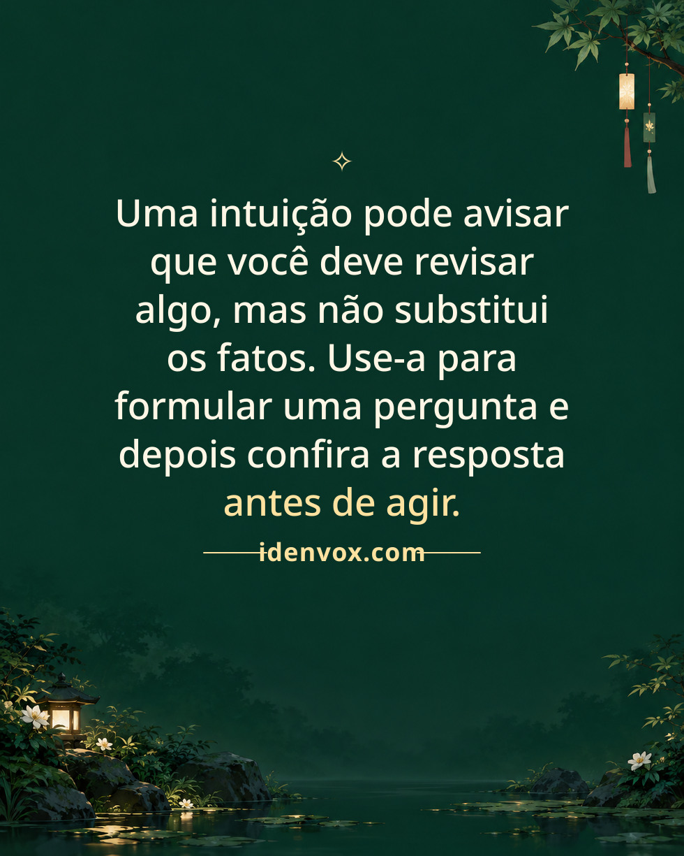 Uma intuição pode avisar que você deve revisar algo, mas não substitui os fatos. Use-a para formular uma pergunta e depois confira a resposta antes de agir.