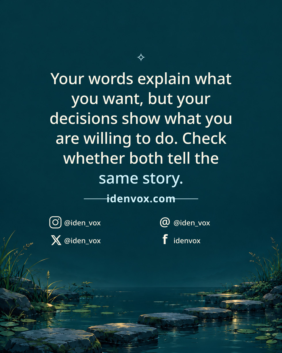 Your words explain what you want, but your decisions show what you are willing to do. Check whether both tell the same story.