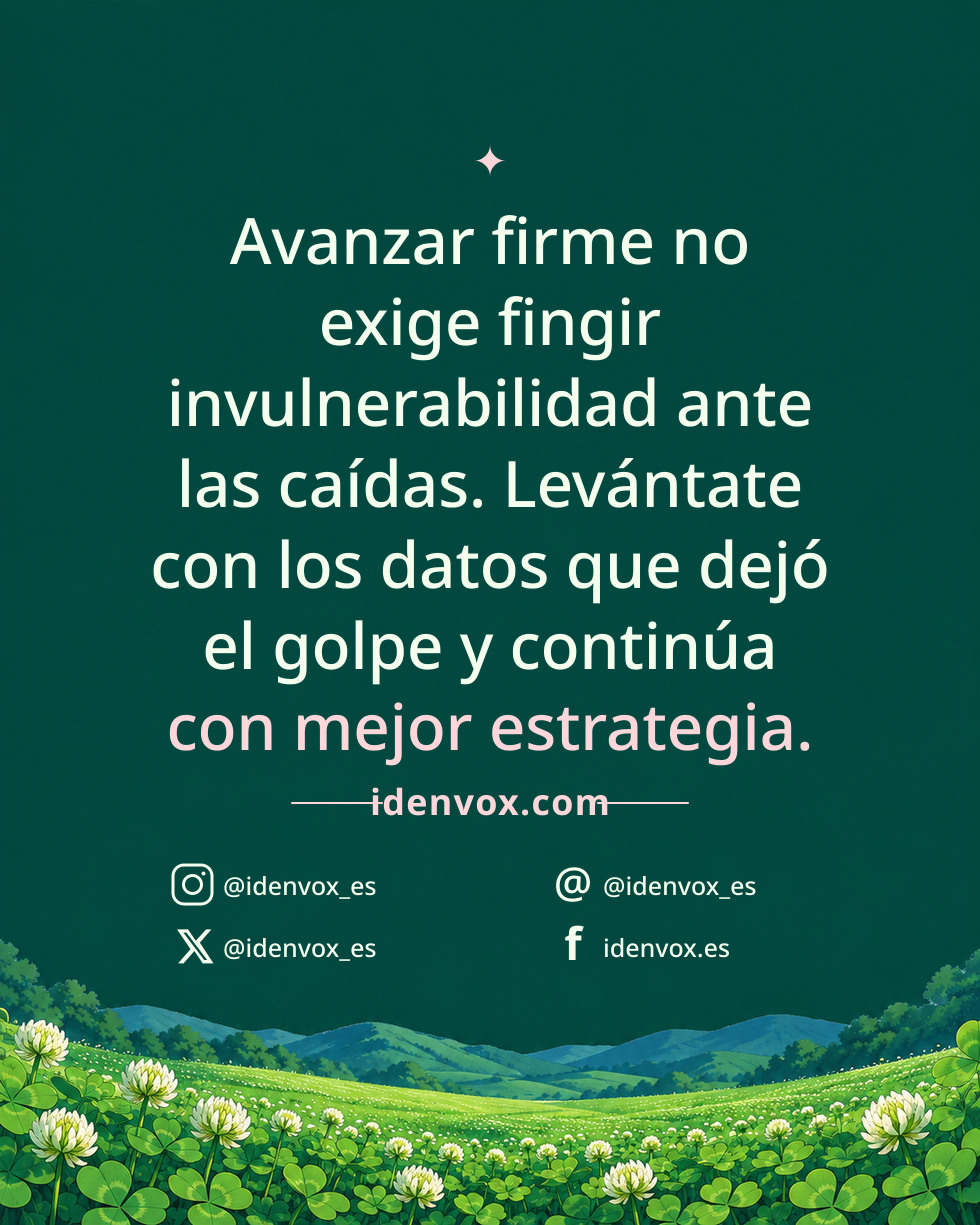 Avanzar firme no exige fingir invulnerabilidad ante las caídas. Levántate con los datos que dejó el golpe y continúa con mejor estrategia.