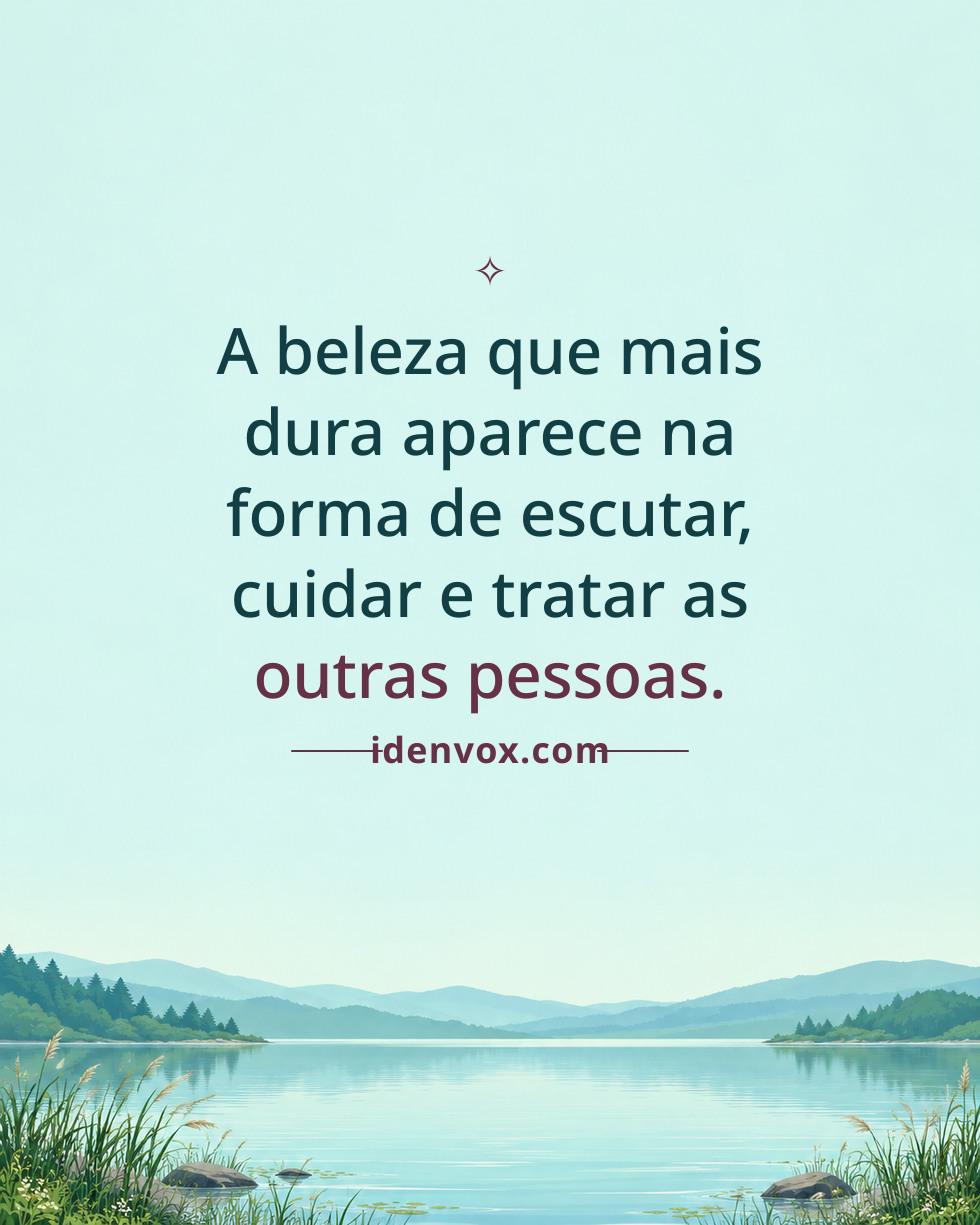 A beleza que mais dura aparece na forma de escutar, cuidar e tratar as outras pessoas.