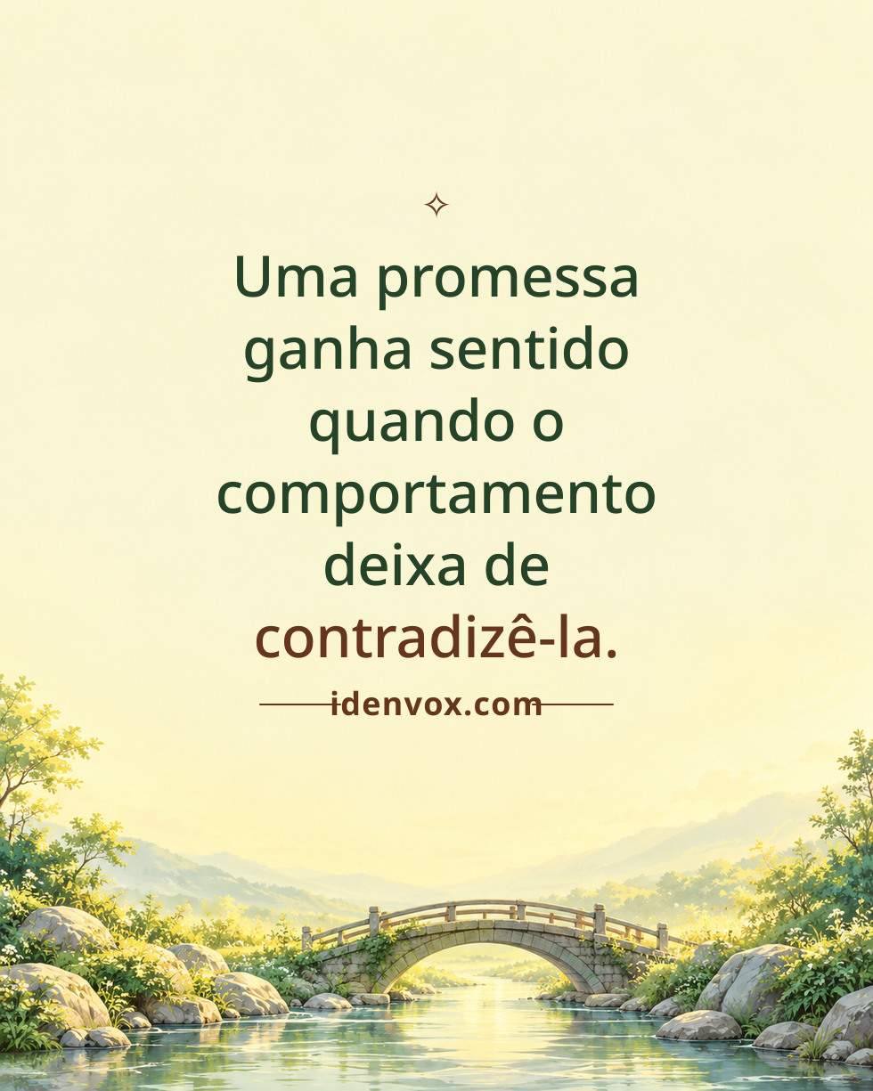 Uma promessa ganha sentido quando o comportamento deixa de contradizê-la.