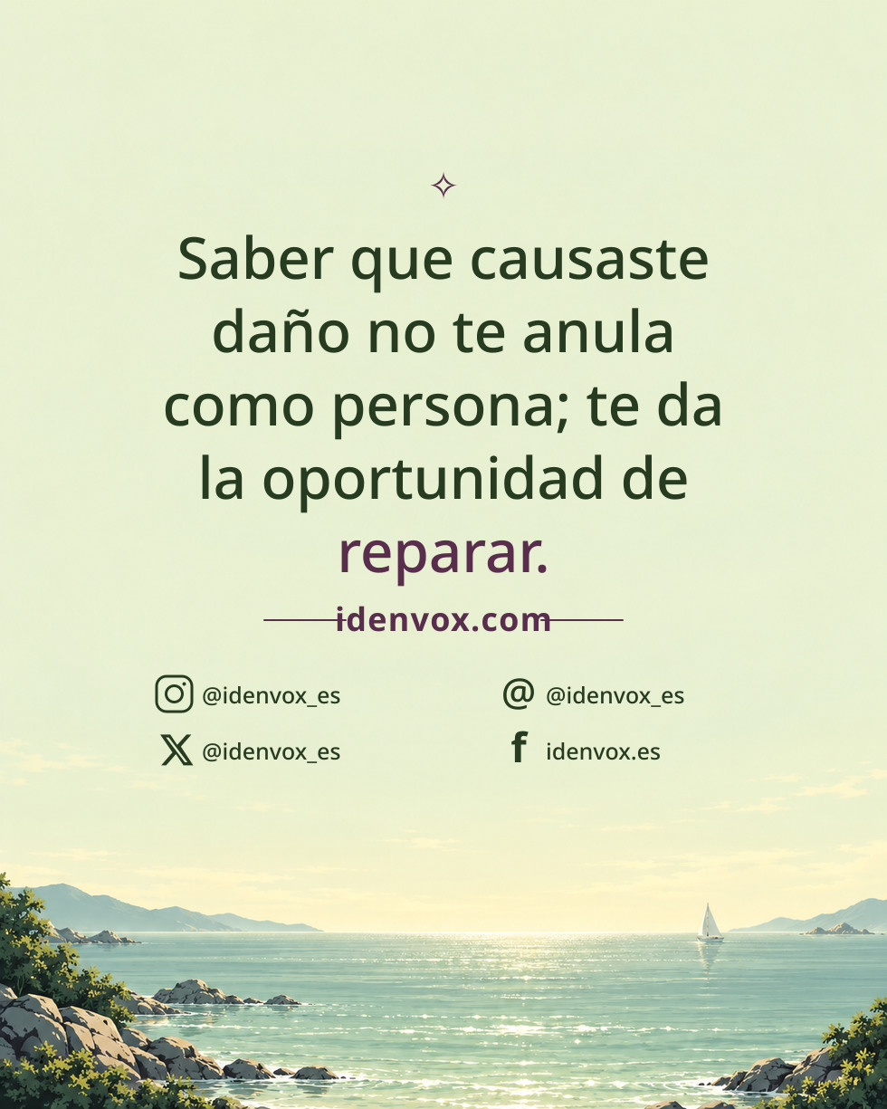 Saber que causaste daño no te anula como persona; te da la oportunidad de reparar.