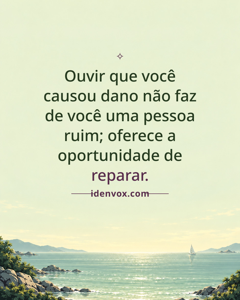 Ouvir que você causou dano não faz de você uma pessoa ruim; oferece a oportunidade de reparar.