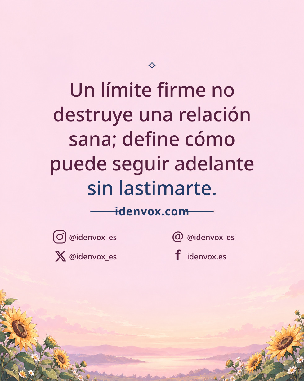 Un límite firme no destruye una relación sana; define cómo puede seguir adelante sin lastimarte.