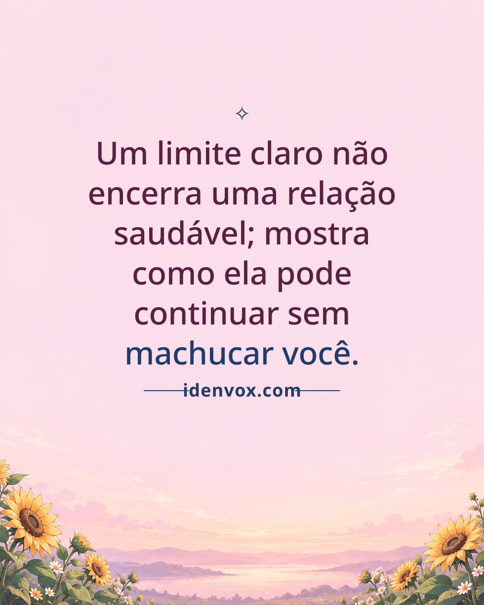 Um limite claro não encerra uma relação saudável; mostra como ela pode continuar sem machucar você.