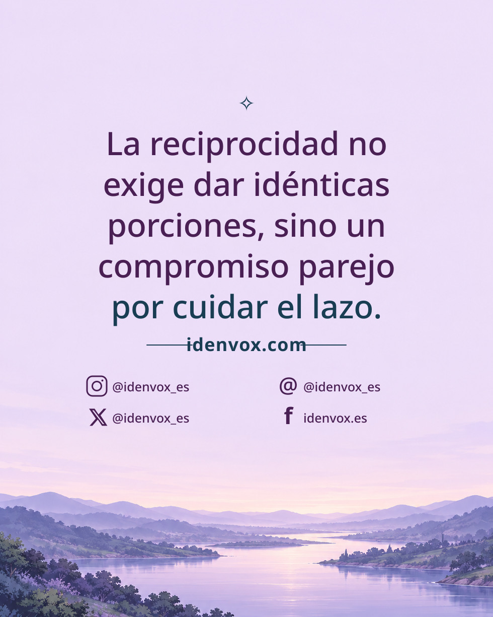 La reciprocidad no exige dar idénticas porciones, sino un compromiso parejo por cuidar el lazo.