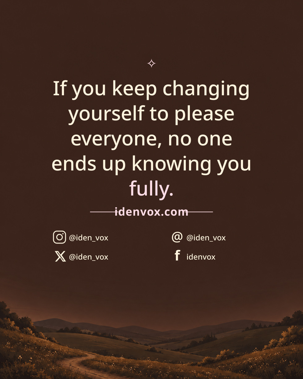 If you keep changing yourself to please everyone, no one ends up knowing you fully.