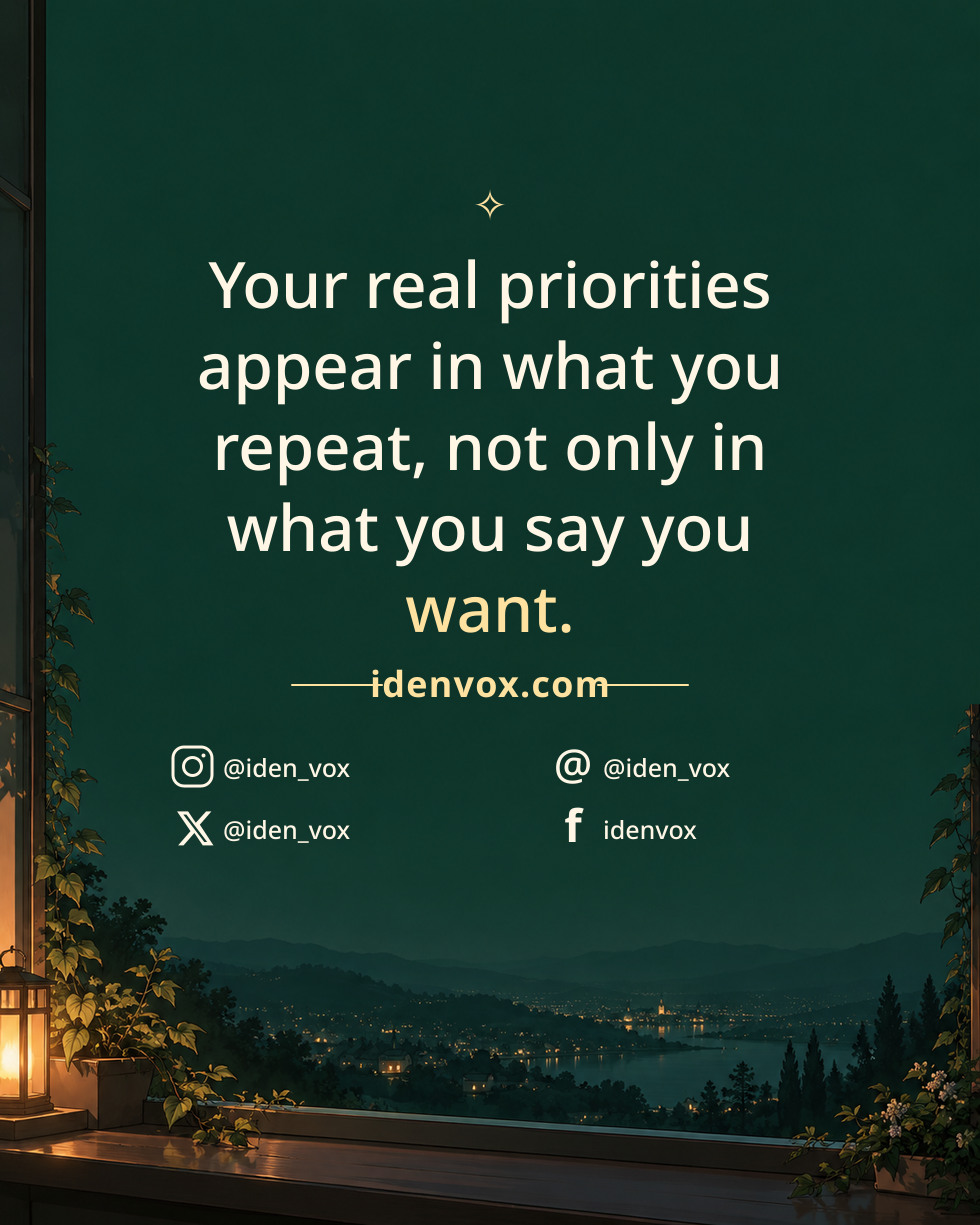 Your real priorities appear in what you repeat, not only in what you say you want.