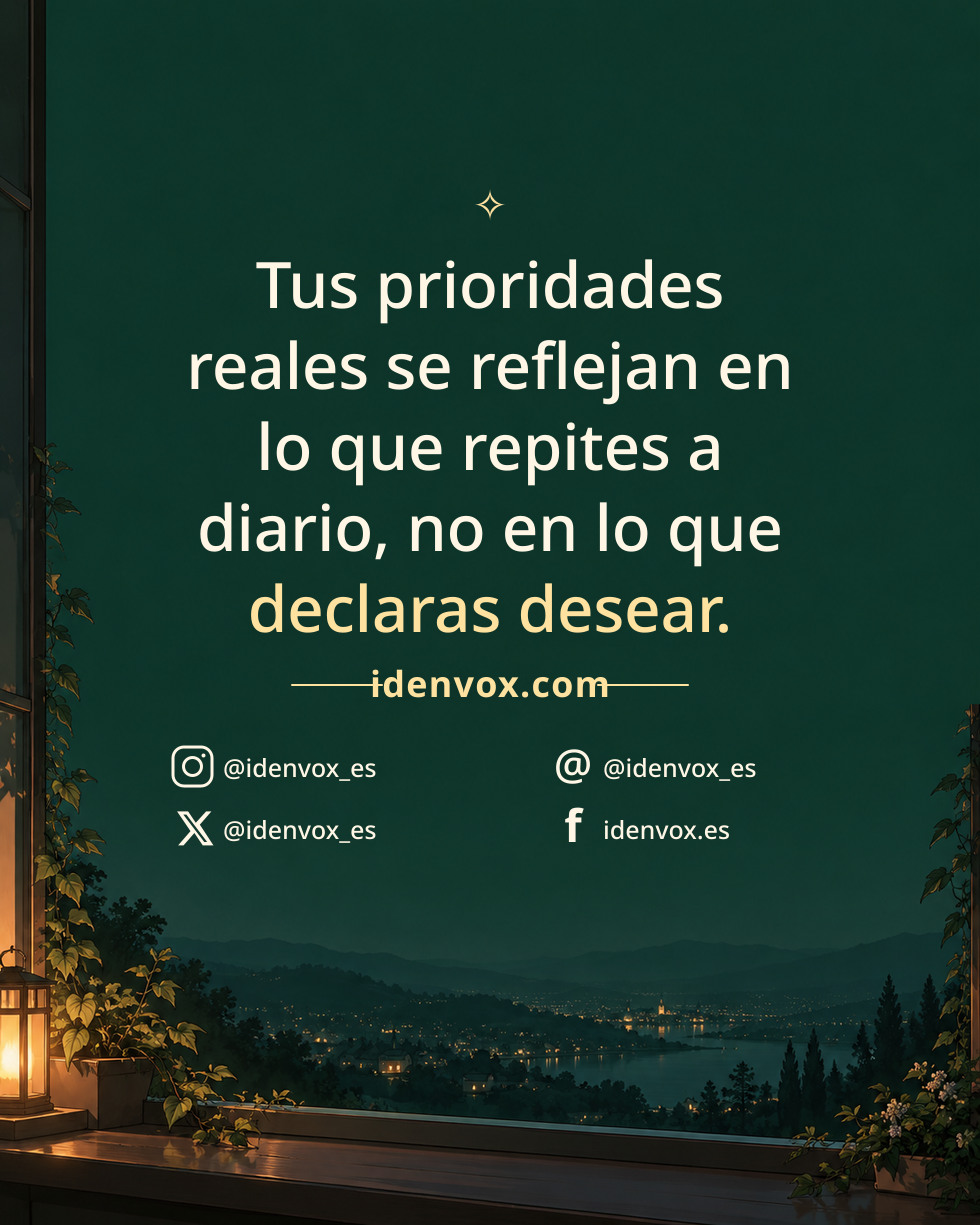 Tus prioridades reales se reflejan en lo que repites a diario, no en lo que declaras desear.