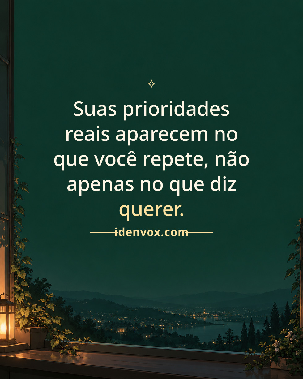 Suas prioridades reais aparecem no que você repete, não apenas no que diz querer.