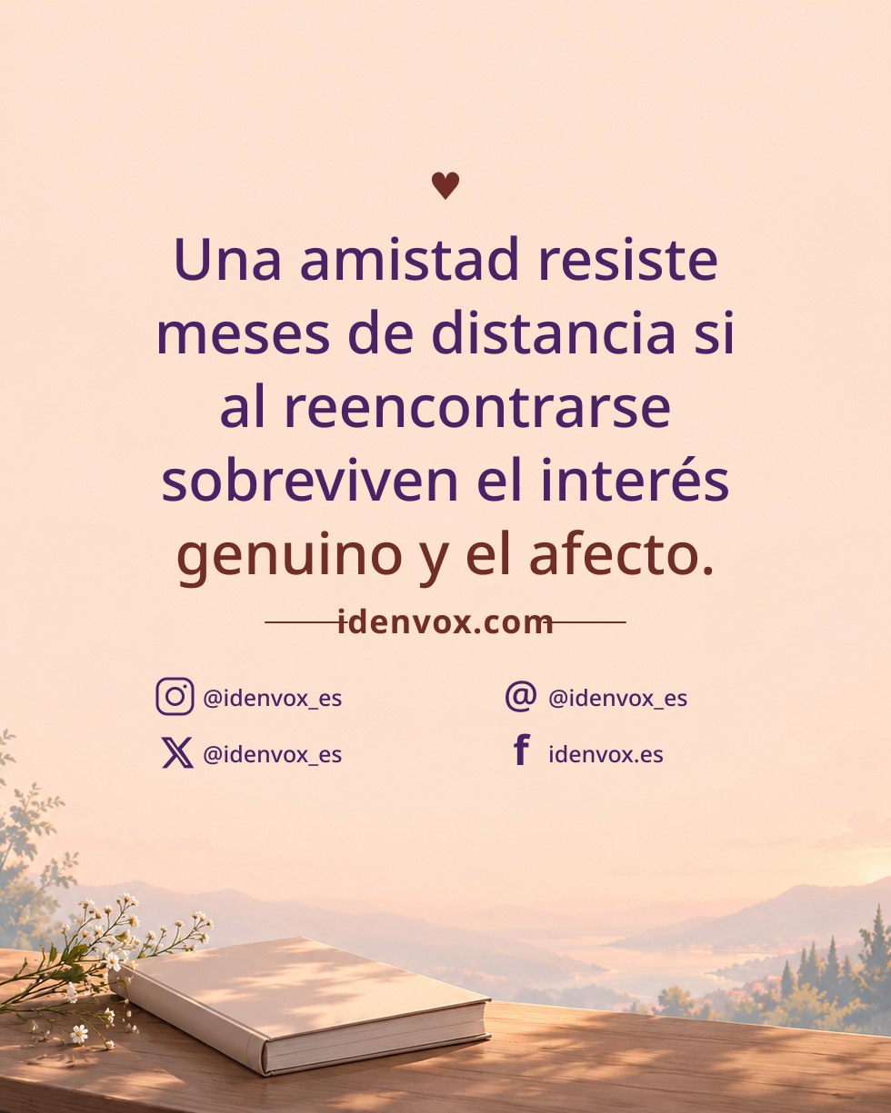 Una amistad resiste meses de distancia si al reencontrarse sobreviven el interés genuino y el afecto.