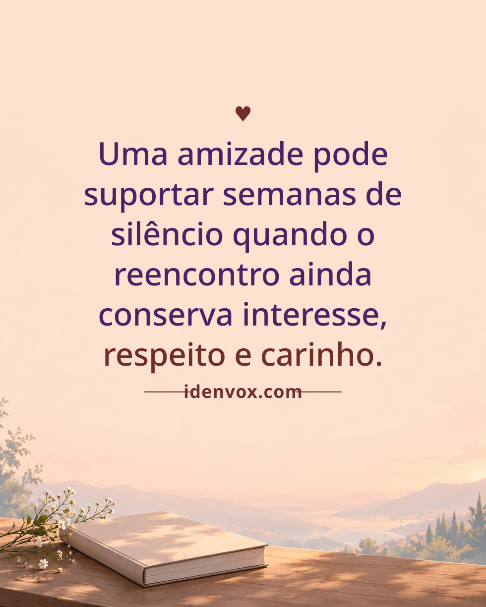 Uma amizade pode suportar semanas de silêncio quando o reencontro ainda conserva interesse, respeito e carinho.