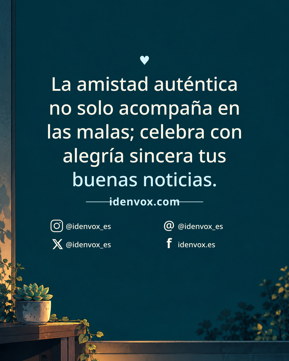 La amistad auténtica no solo acompaña en las malas; celebra con alegría sincera tus buenas noticias.