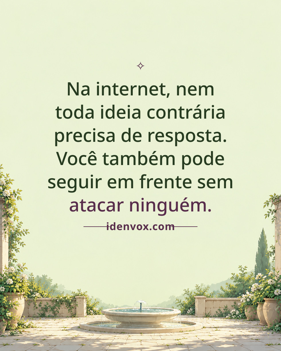 Na internet, nem toda ideia contrária precisa de resposta. Você também pode seguir em frente sem atacar ninguém.