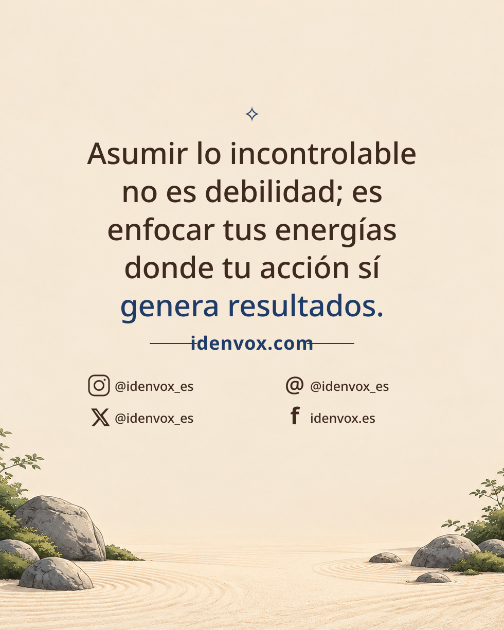 Asumir lo incontrolable no es debilidad; es enfocar tus energías donde tu acción sí genera resultados.