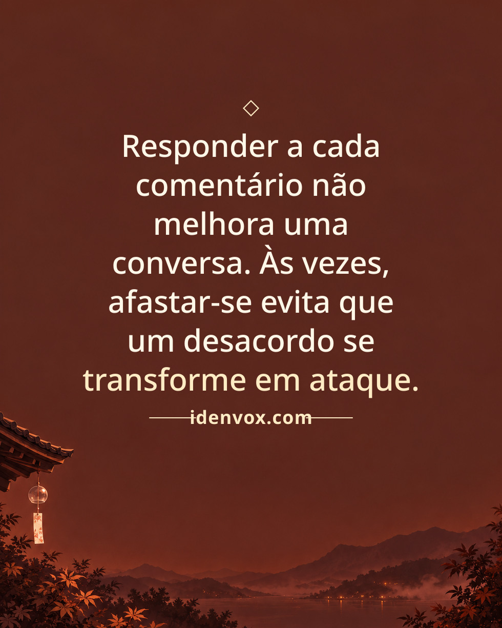 Responder a cada comentário não melhora uma conversa. Às vezes, afastar-se evita que um desacordo se transforme em ataque.