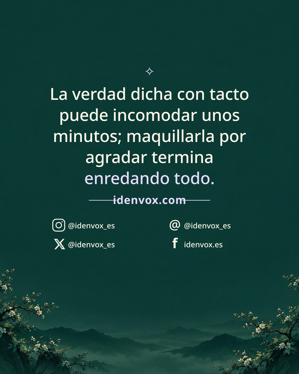 La verdad dicha con tacto puede incomodar unos minutos; maquillarla por agradar termina enredando todo.