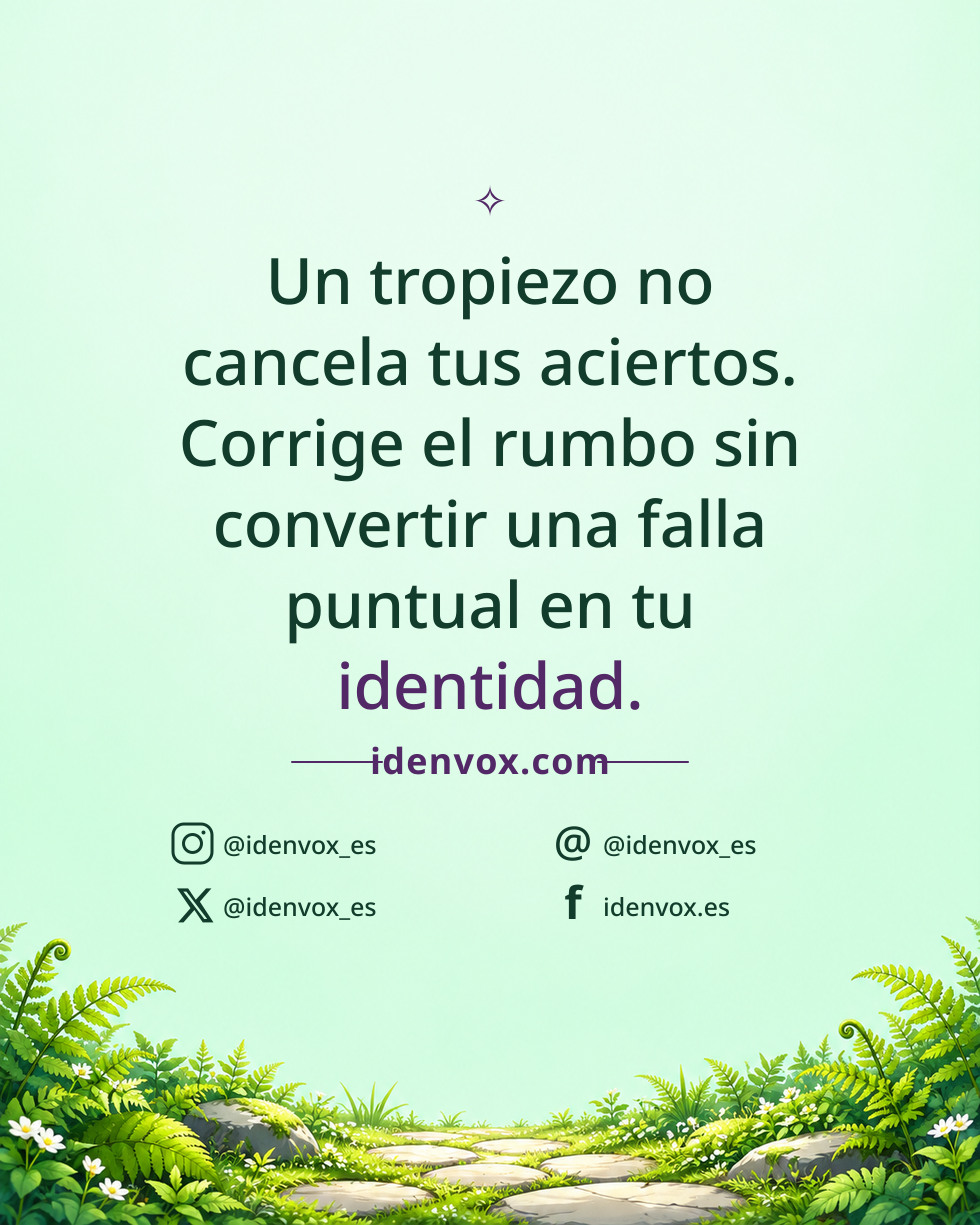 Un tropiezo no cancela tus aciertos. Corrige el rumbo sin convertir una falla puntual en tu identidad.