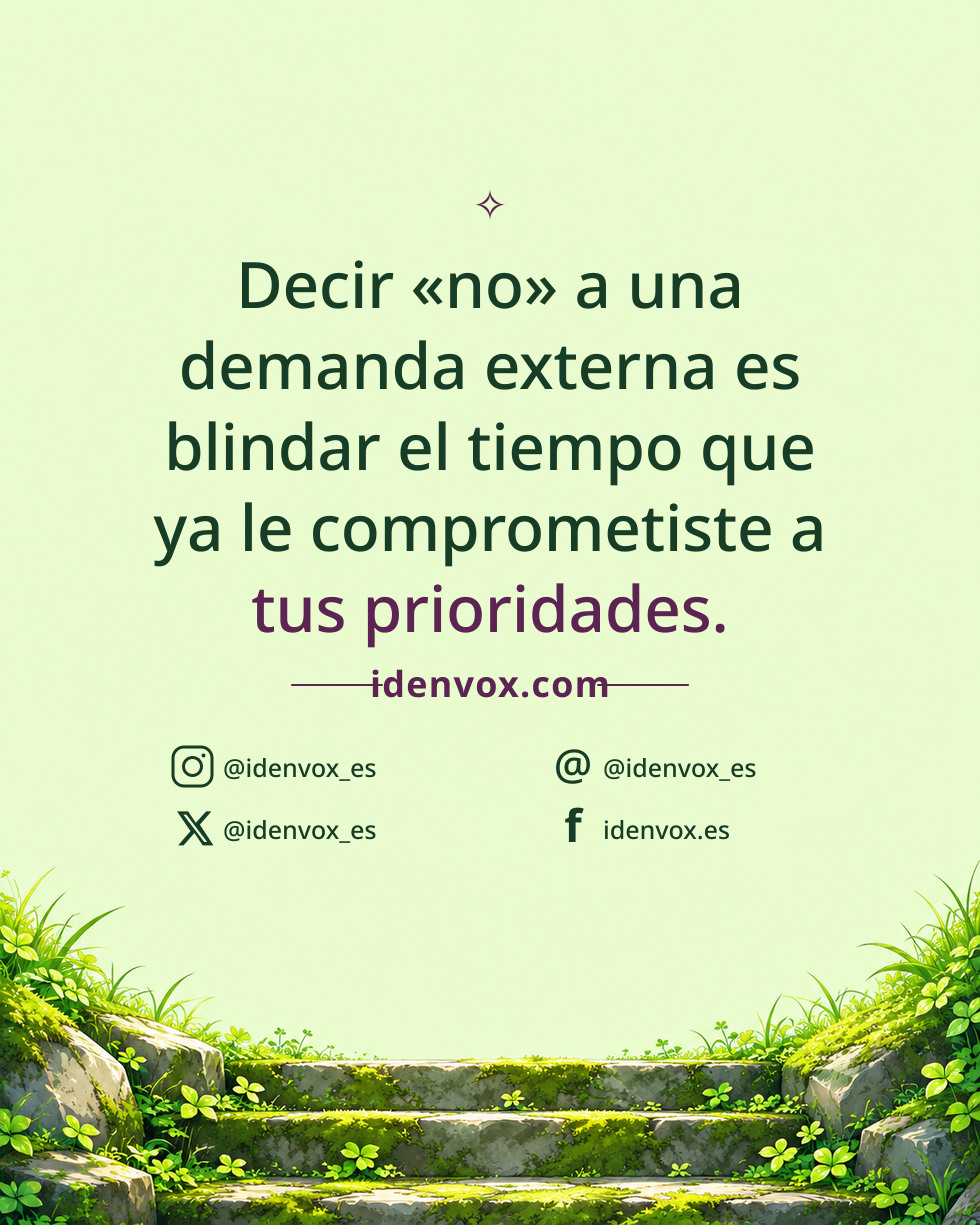 Decir «no» a una demanda externa es blindar el tiempo que ya le comprometiste a tus prioridades.
