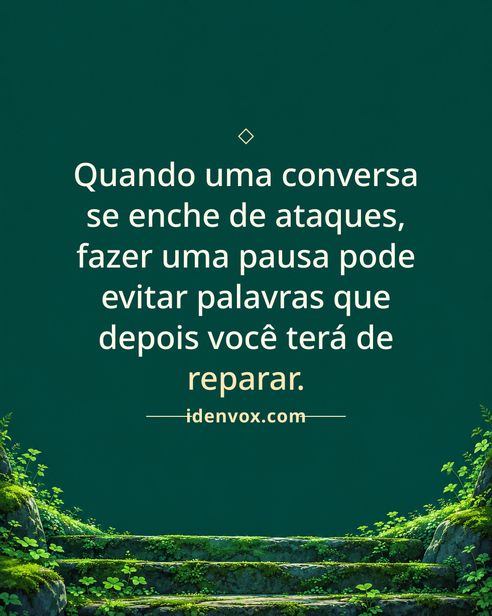 Quando uma conversa se enche de ataques, fazer uma pausa pode evitar palavras que depois você terá de reparar.