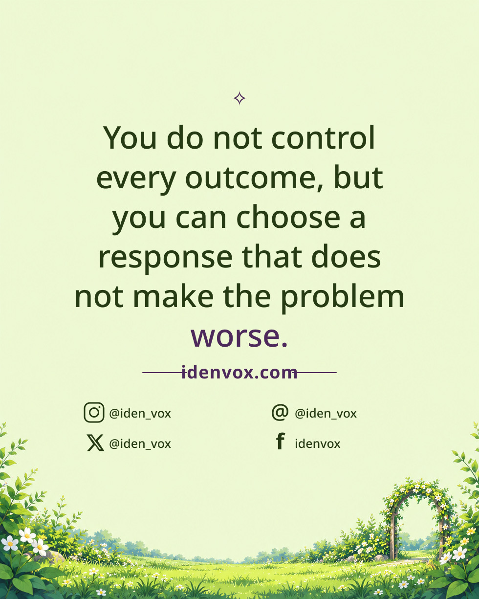 You do not control every outcome, but you can choose a response that does not make the problem worse.