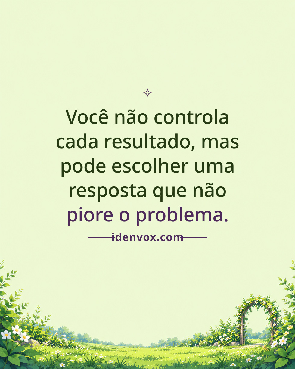 Você não controla cada resultado, mas pode escolher uma resposta que não piore o problema.