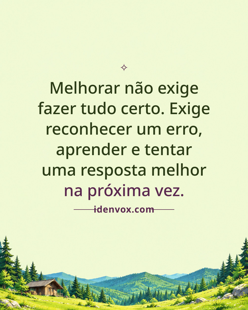 Melhorar não exige fazer tudo certo. Exige reconhecer um erro, aprender e tentar uma resposta melhor na próxima vez.